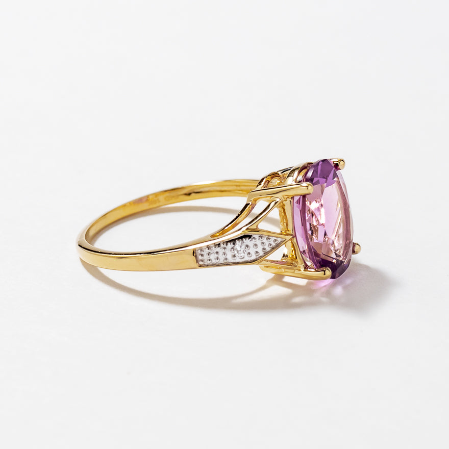 Oval Amethyst Ring 10K Yellow Gold