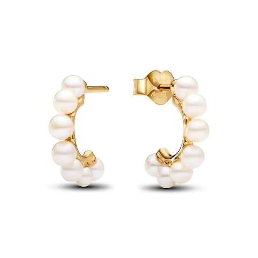 Pandora Treated Freshwater Cultured Pearls Open Hoop Earrings | 263179