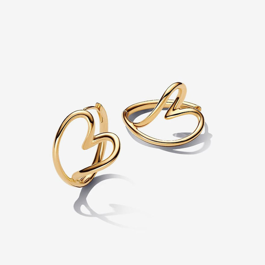 Pandora Organically Shaped Heart Hoop Earrings | 263807C00