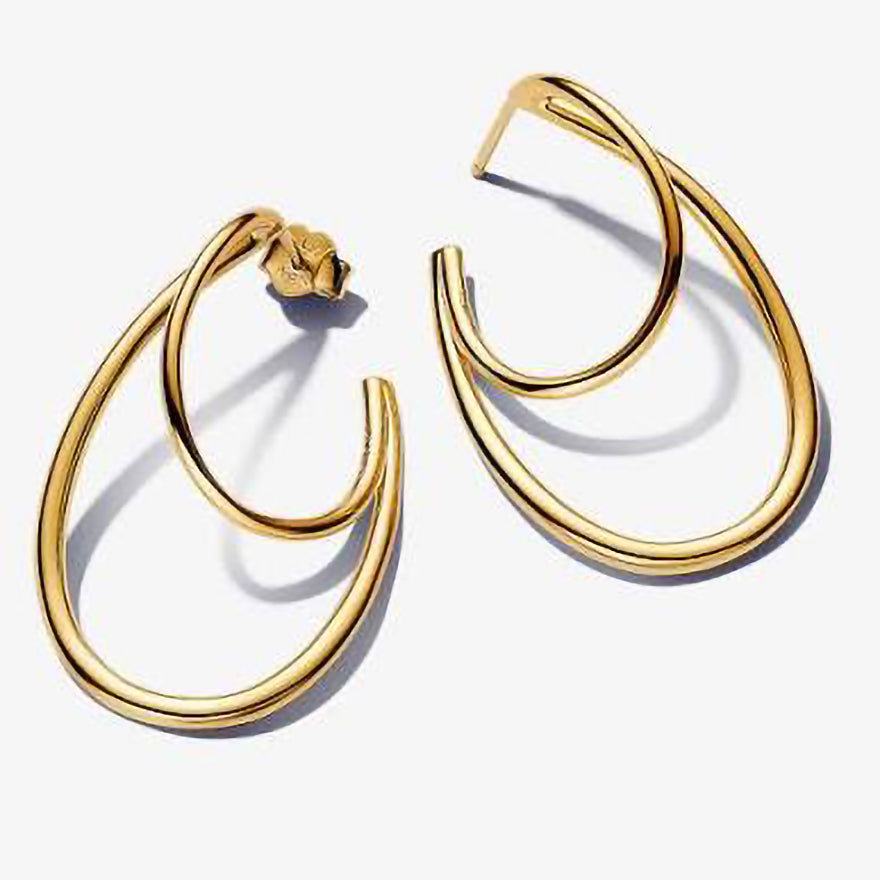 Pandora Organically Shaped Double Hoop Earrings | 263870C00