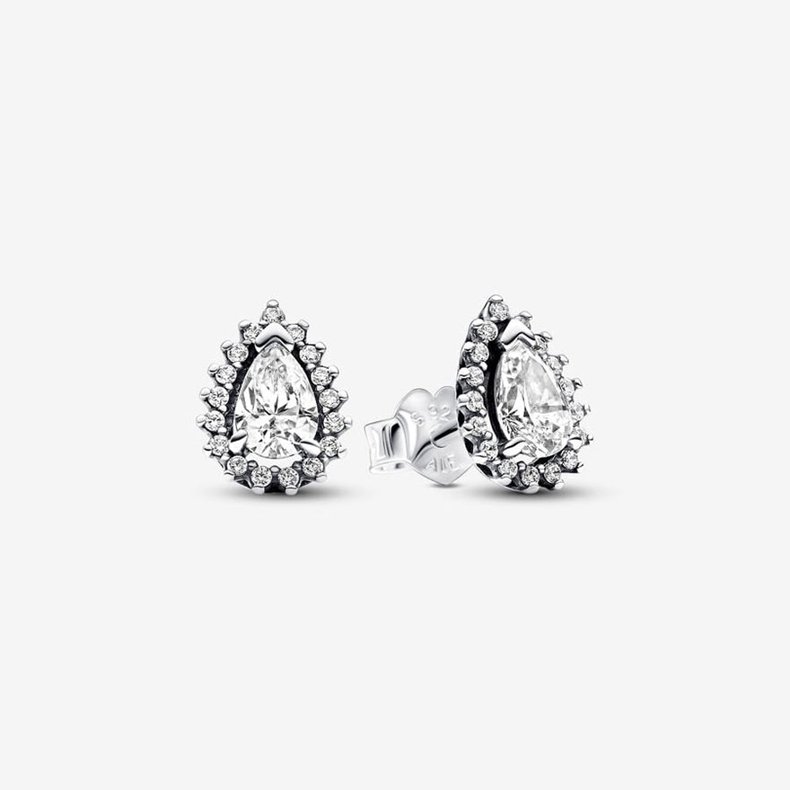 Pandora Sparkling Pear Halo Stud Earrings | 292834C01