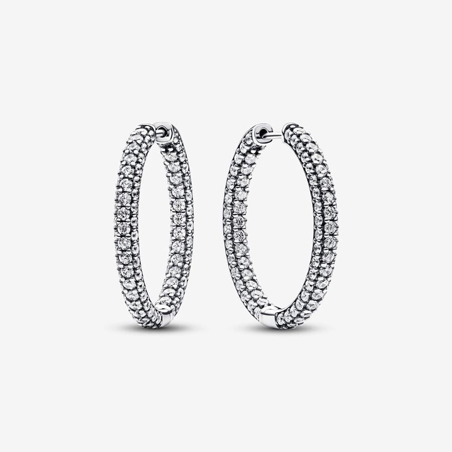 Pandora Timeless Pave Single-Row Hoop Earrings | 293016C01