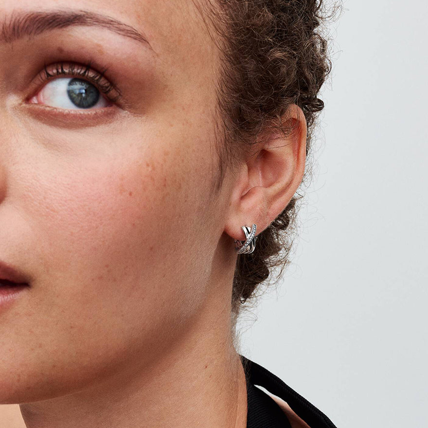 Pandora Crossover Pave Hoop Earrings | 293150C01