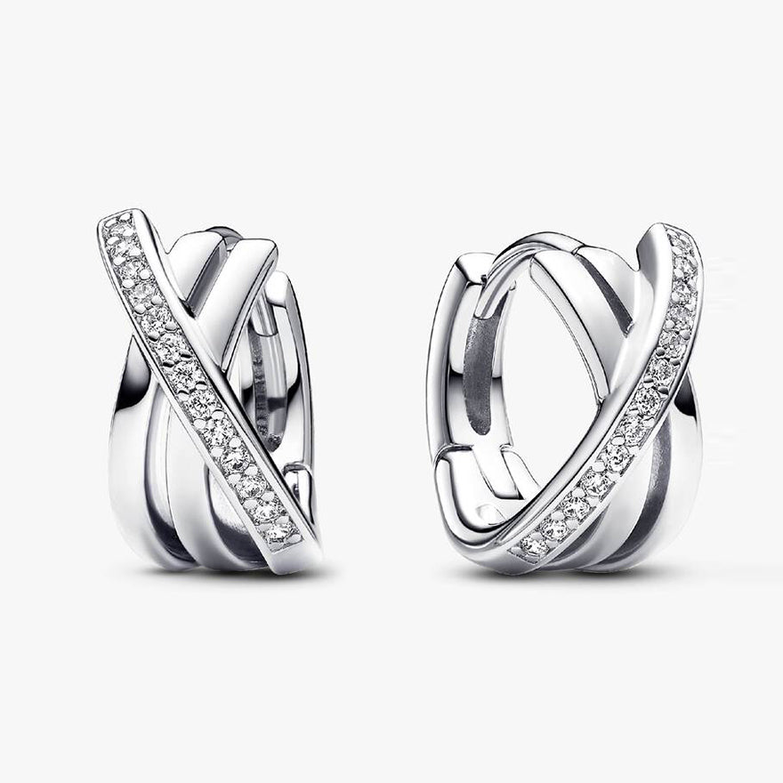 Pandora Crossover Pave Hoop Earrings | 293150C01