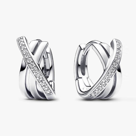 Pandora Crossover Pave Hoop Earrings | 293150C01