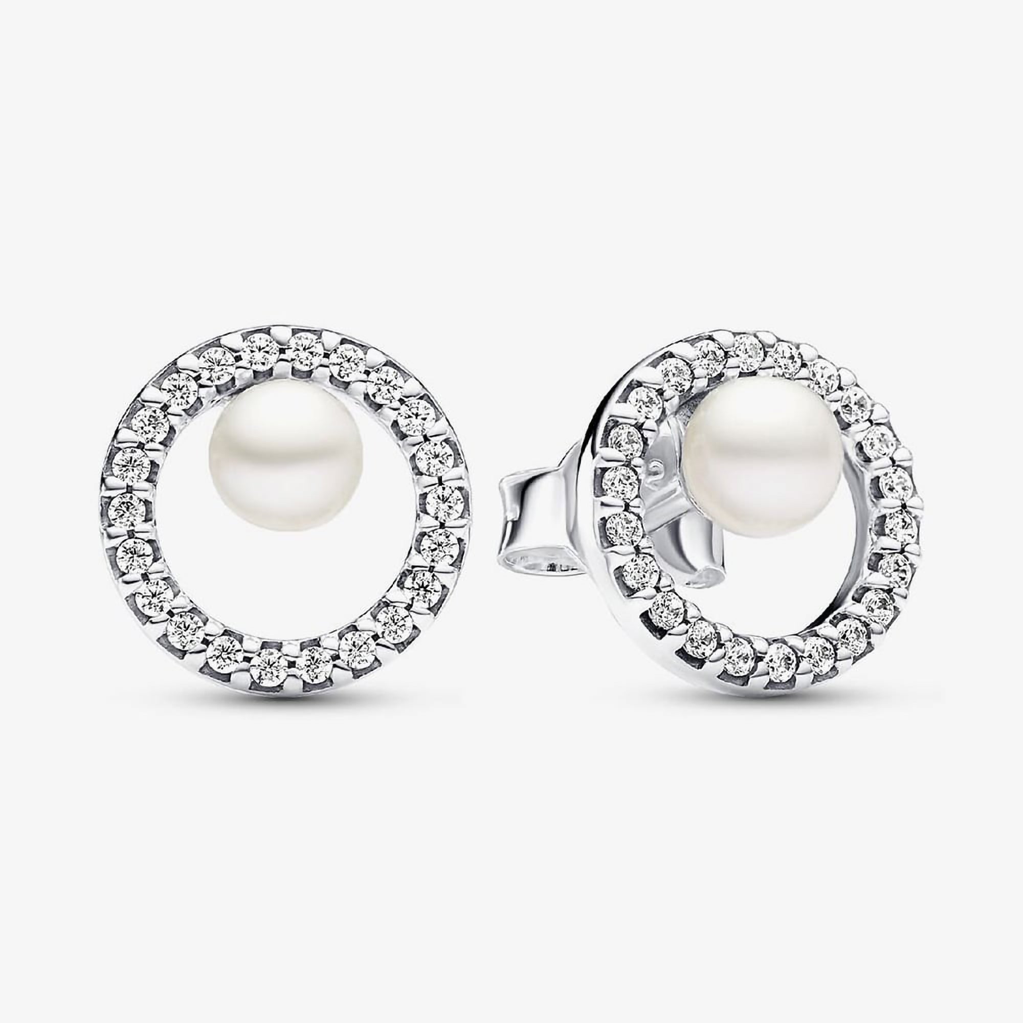 Pandora Treated Freshwater Cultured Pearl Pave Halo Stud Earrings | 29