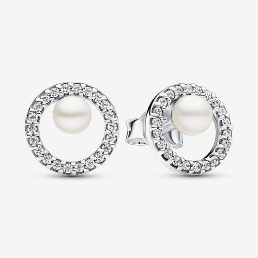 Pandora Treated Freshwater Cultured Pearl Pave Halo Stud Earrings | 293154C01