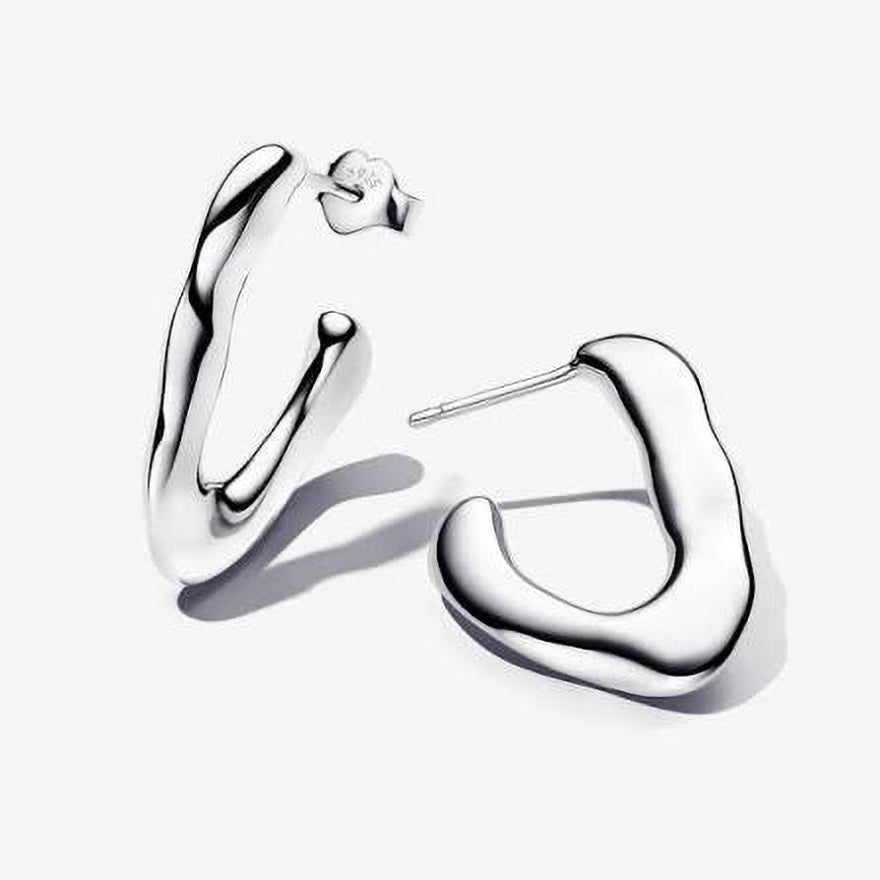 Pandora Silver Organically V-shaped Open Hoop Earrings | 293290C00