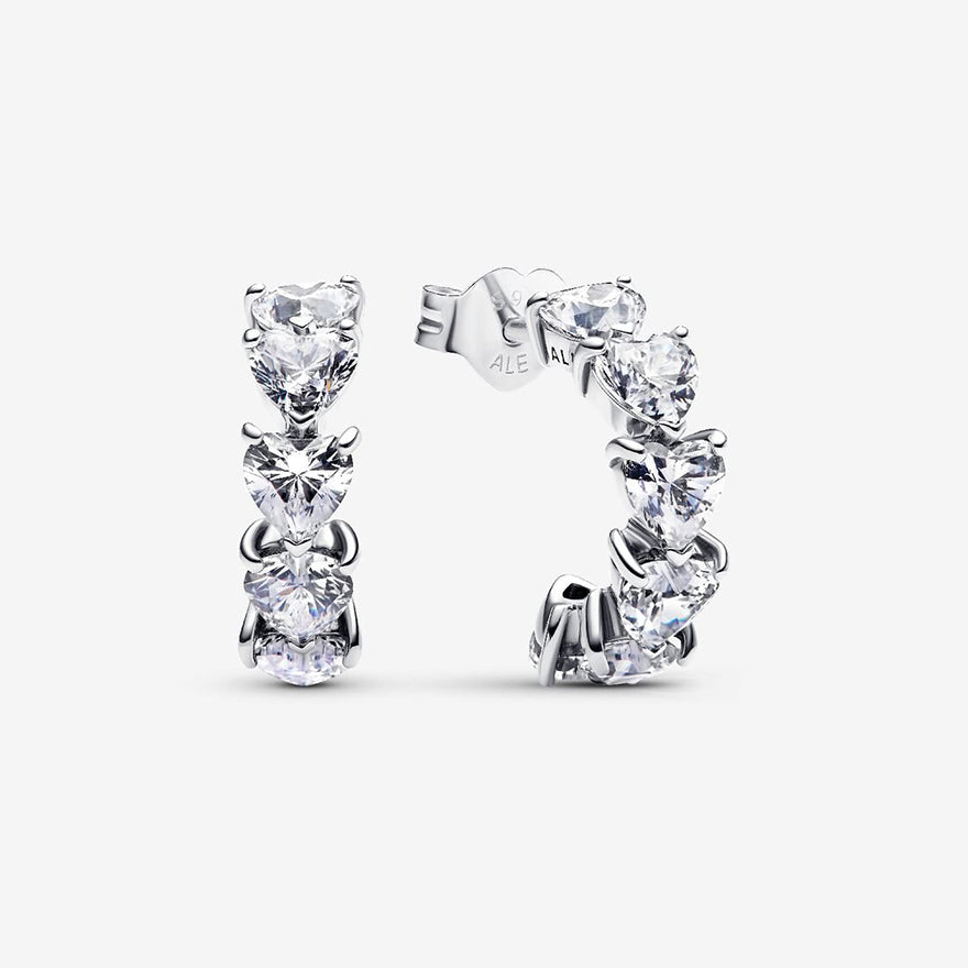 Pandora Sparkling Hearts Open Hoop Earrings | 293657C01