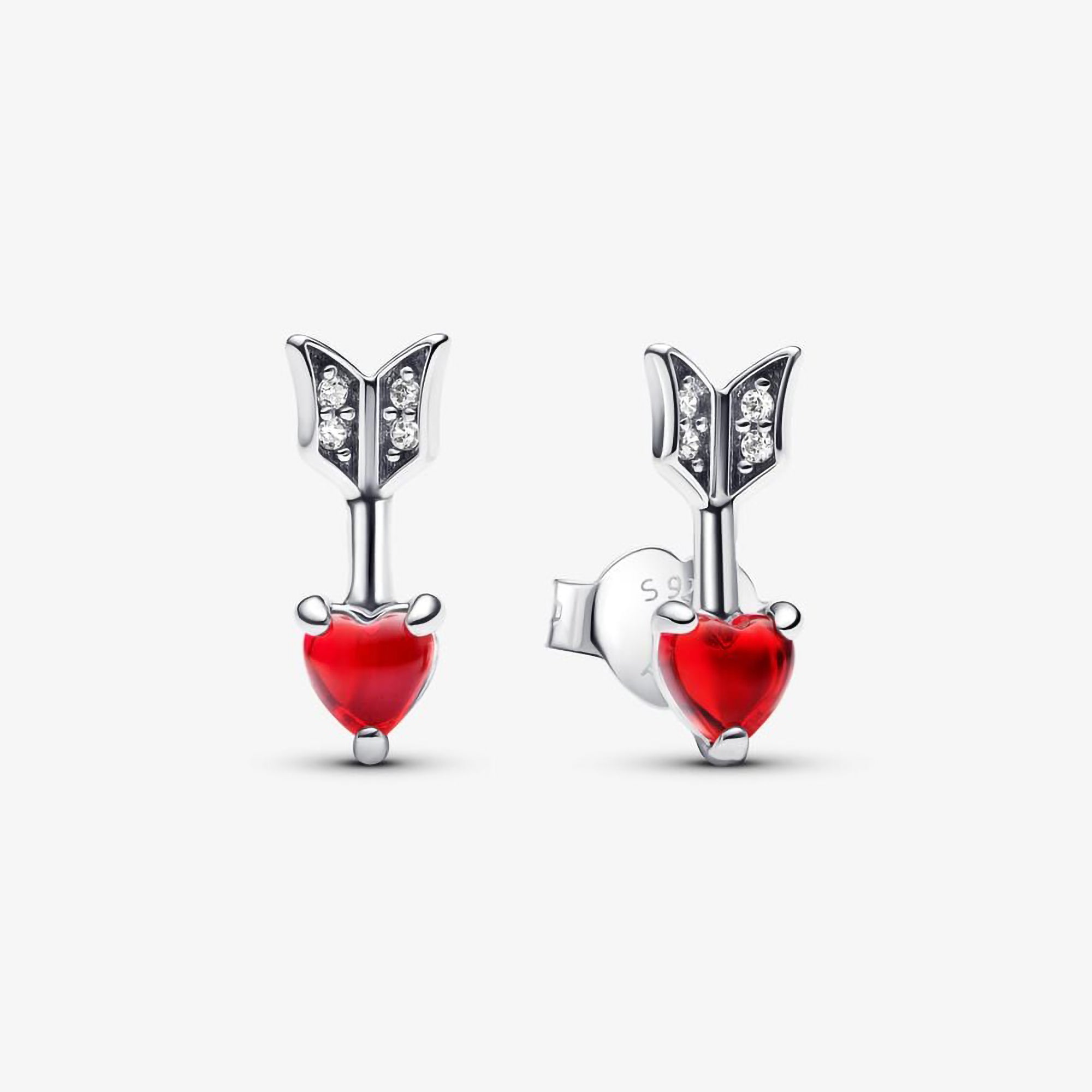 Pandora Arrow & Murano Glass Heart Stud Earrings | 293668C01