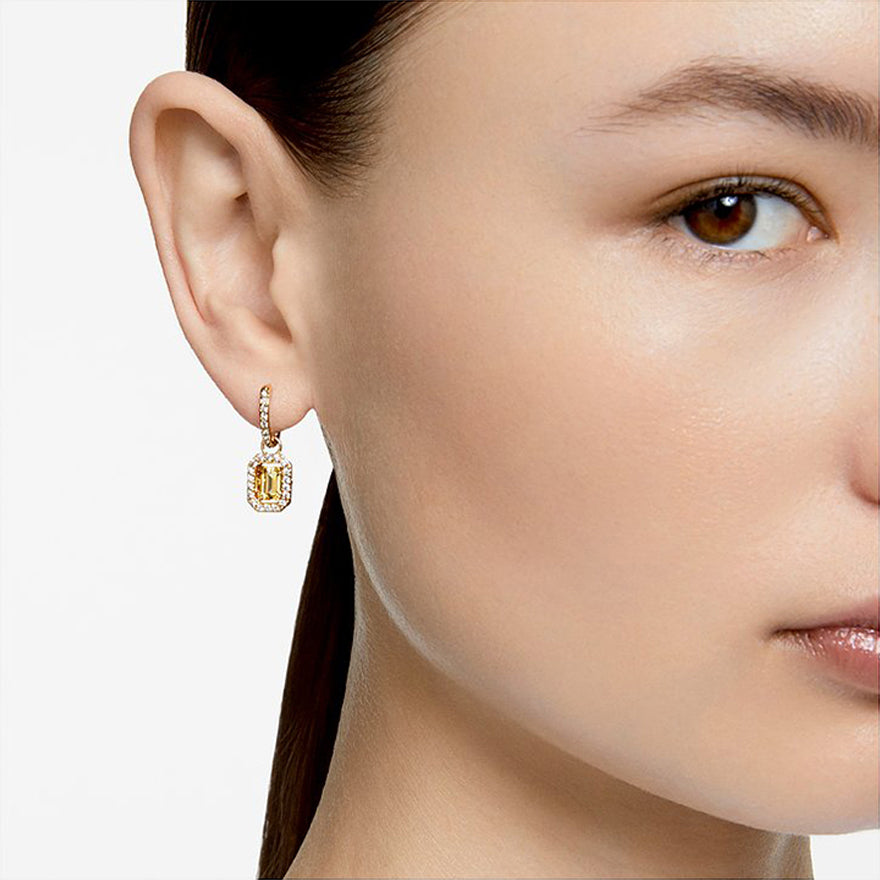 Swarovski Millenia Gold-Tone Plated Octagon Cut Drop Earrings | 5641169