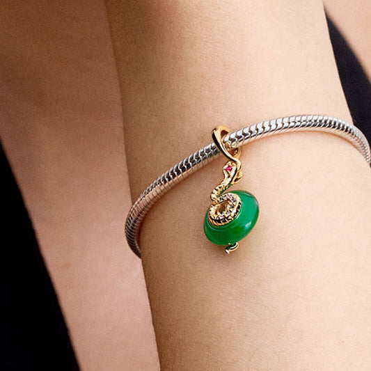 Pandora Snake Green Murano Glass Dangle Charm | 763617C01