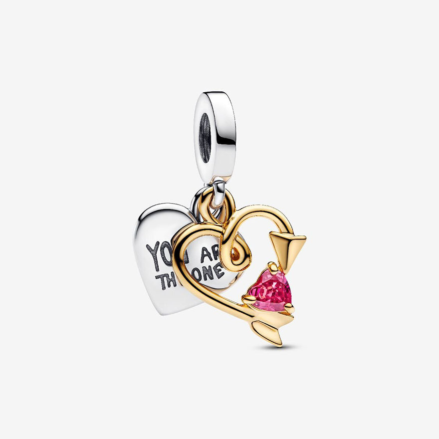 Pandora Engravable Heart & Arrow Double Dangle Charm | 763622C01