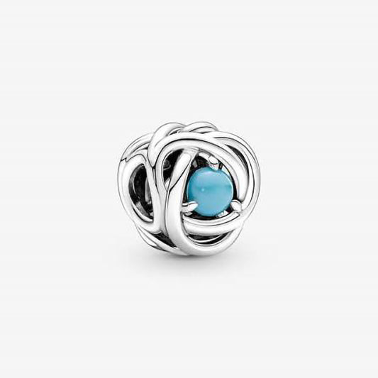 Pandora Eternity Circle Turquoise Blue Birthstone December Sterling Silver Charm | 790064C02