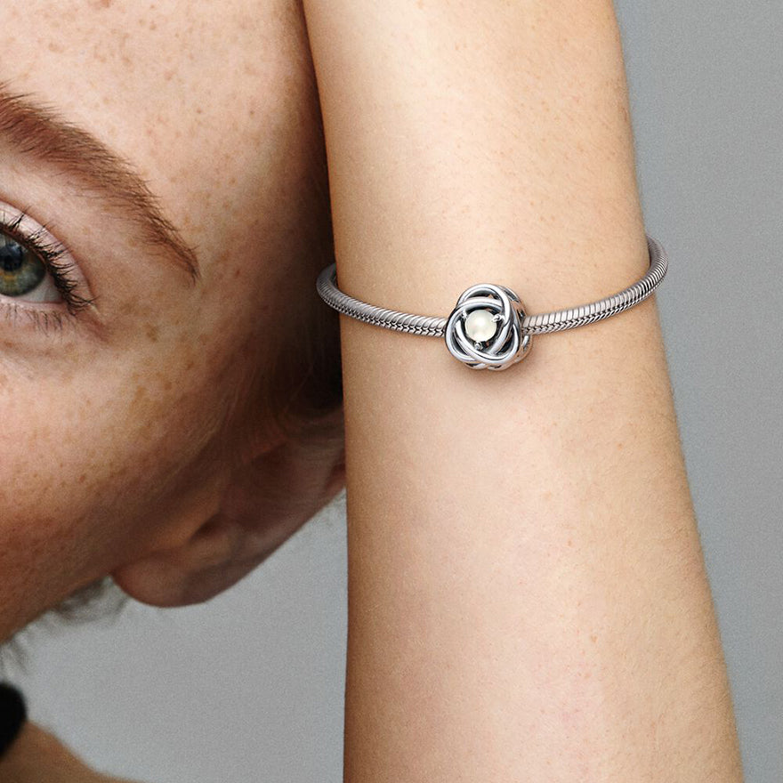 Pandora June White Mother of Pearl Eternity Circle Charm | 790064C04