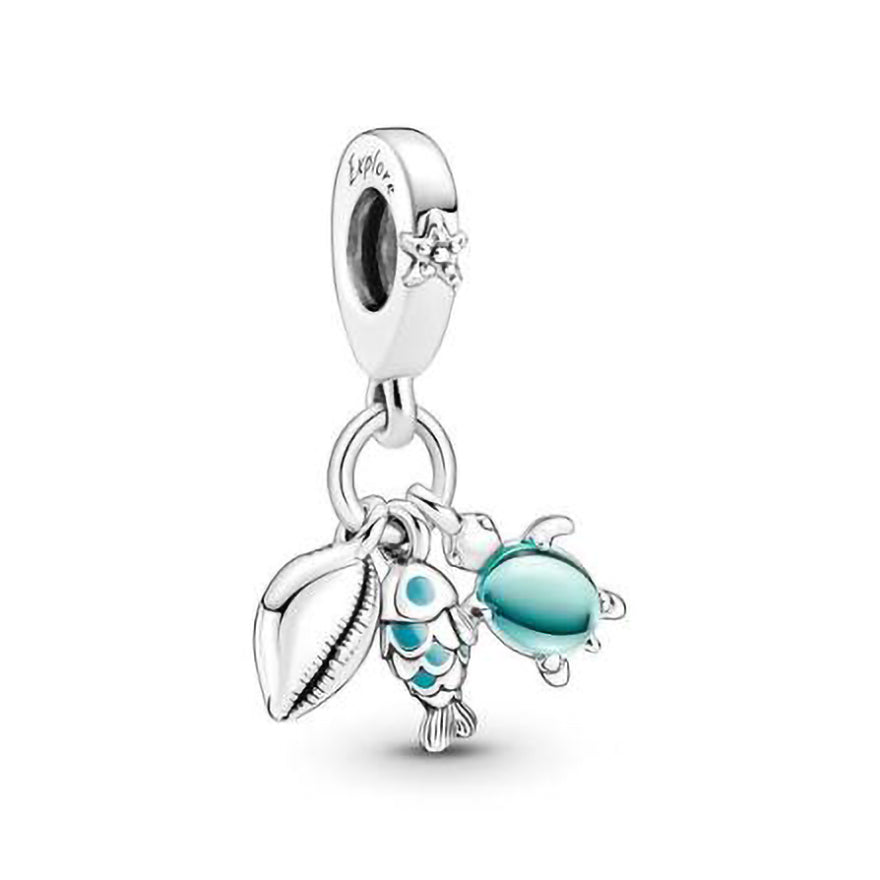 Pandora Fish, Sea Turtle & Conch Triple Dangle Charm | 791697C01