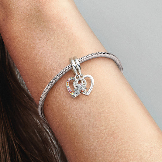 Pandora Puzzle Piece Hearts Splittable Friendship Dangle Charm