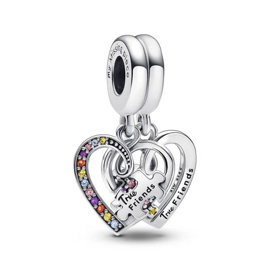 Pandora Puzzle Piece Hearts Splittable Friendship Dangle Charm
