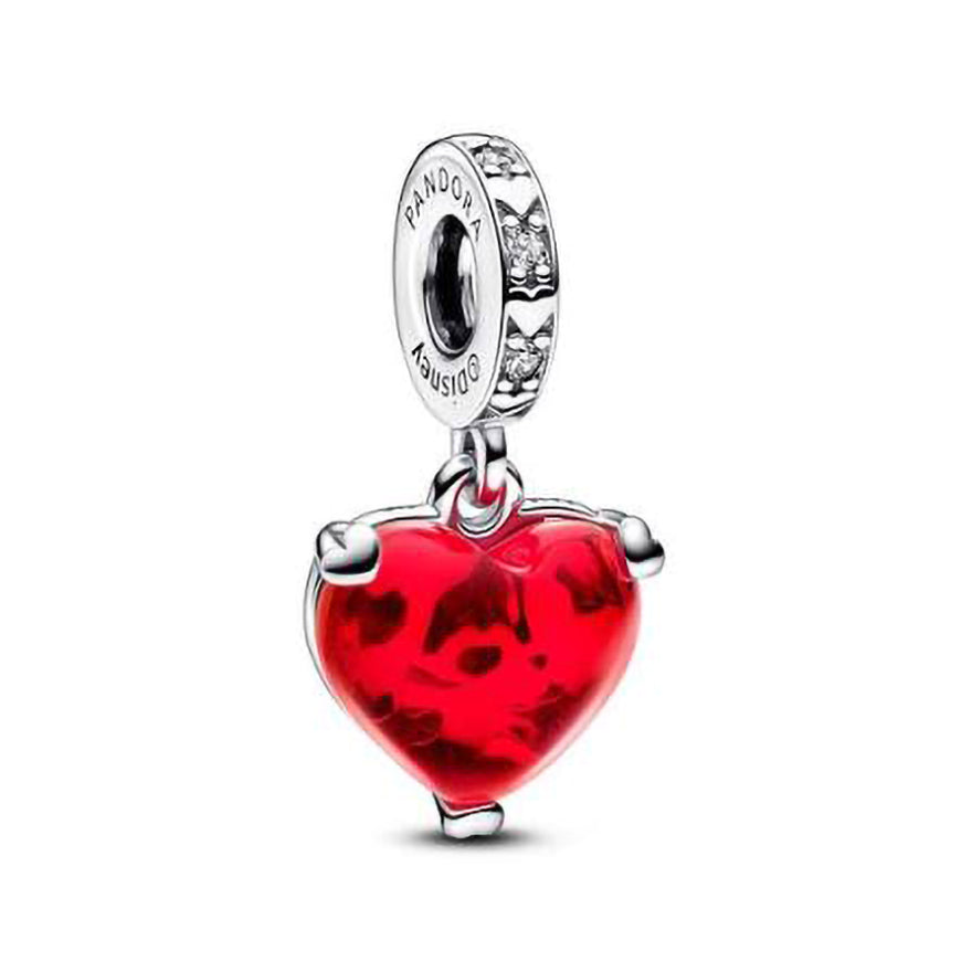 Pandora Disney Mickey & Minnie Mouse Kiss Red Murano Glass Dangle Charm | 792522C01