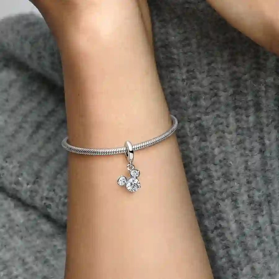 Pandora Disney Mickey Mouse Sparkling Head Silhouette Dangle Charm | 793031C01