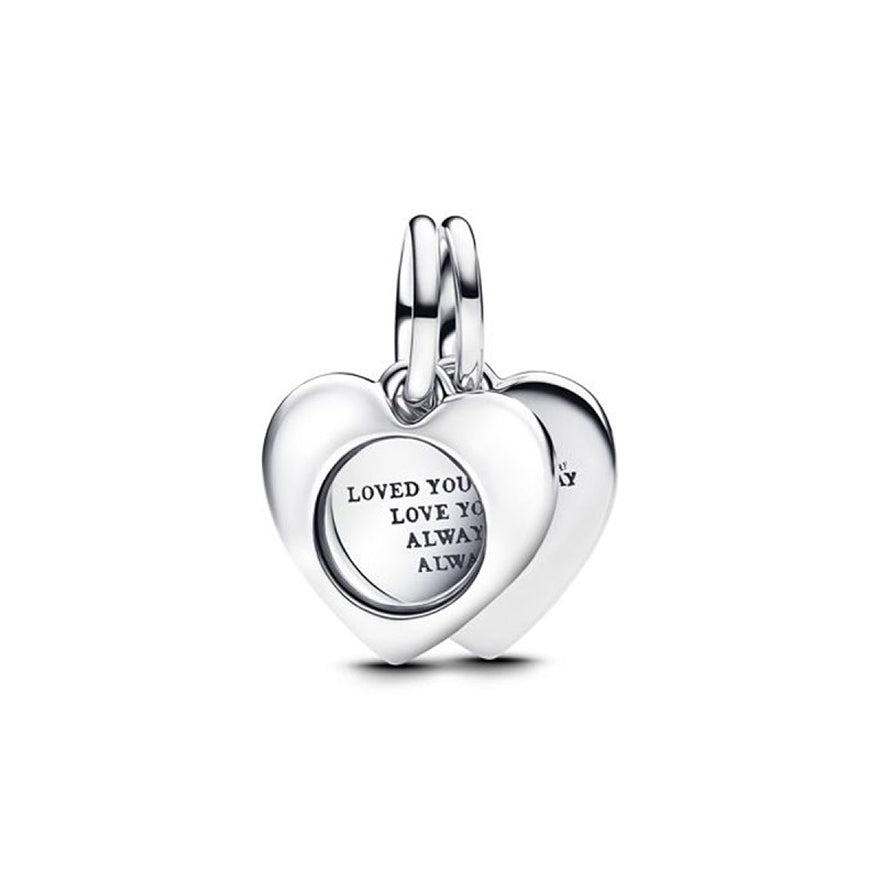 Pandora Engravable Heart Magnifying Glass Double Dangle Charm | 793671C00