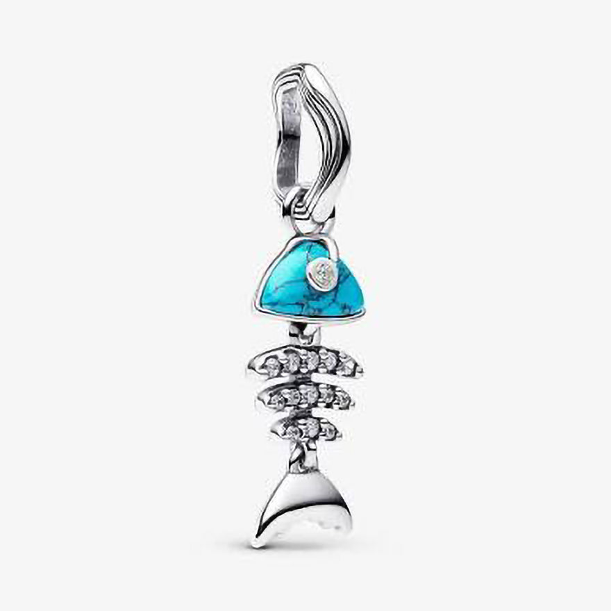 Pandora Turquoise-coloured Fishbone Dangle Charm | 793894C01
