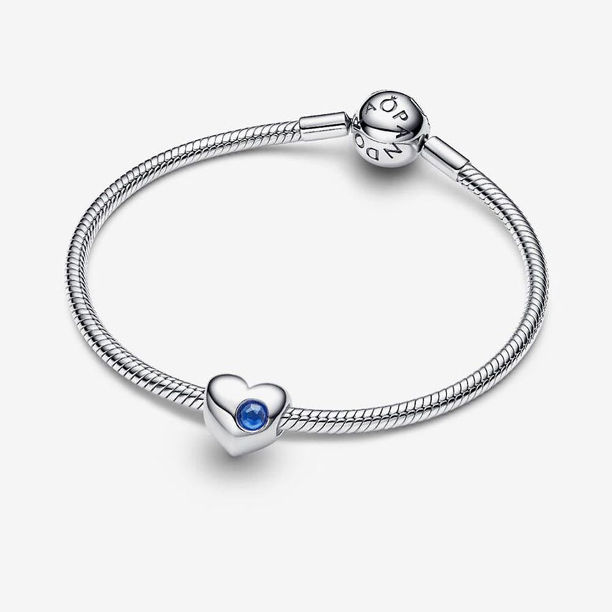 Pandora September Engravable Blue Stone Heart Charm | 794161C09