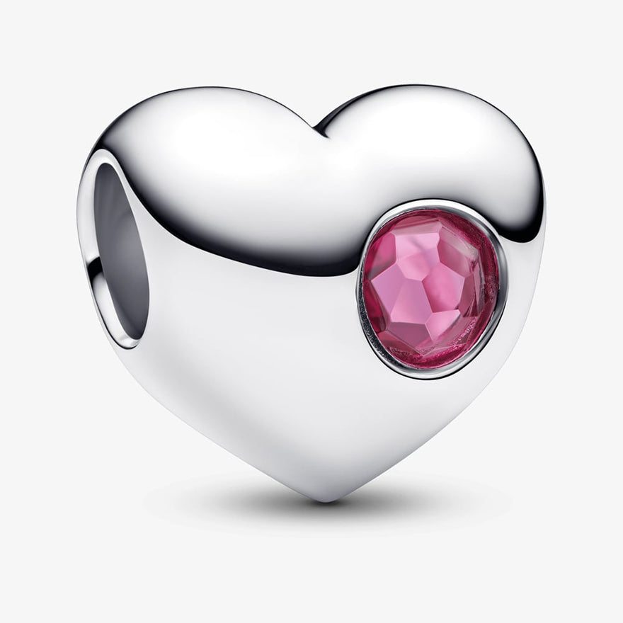 Pandora October Engravable Pink Stone Heart Charm | 794161C10