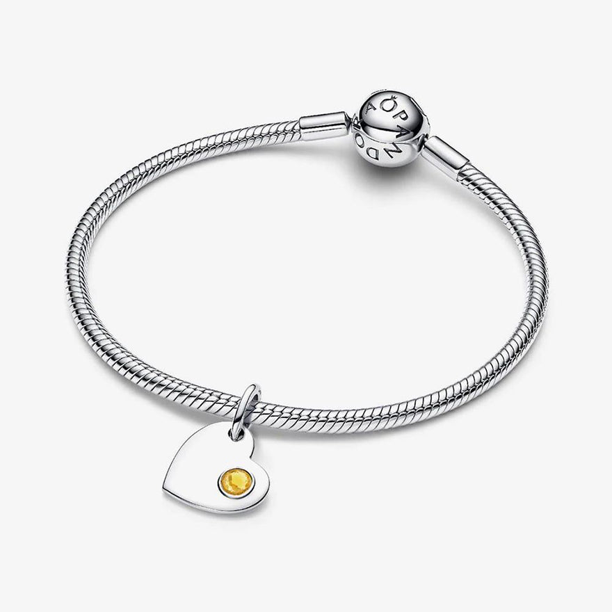Pandora November Engravable Heart Honey Stone Dangle Charm | 794295C11