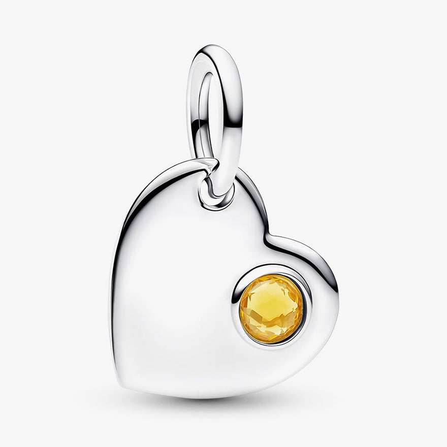 Pandora November Engravable Heart Honey Stone Dangle Charm | 794295C11