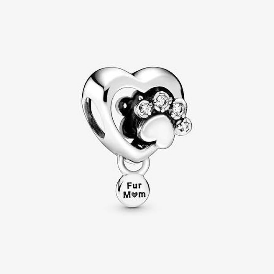 Pandora Sparkling Paw Print & Heart Charm | 798873C01