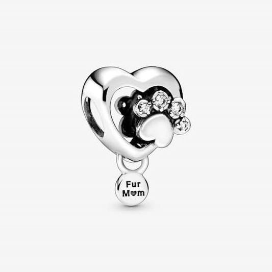 Pandora Sparkling Paw Print & Heart Charm | 798873C01