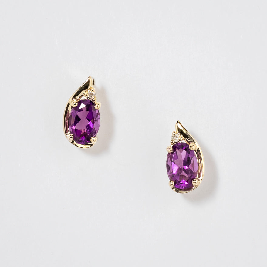 Amethyst earrings deals yellow gold