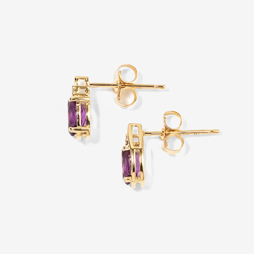 Oval Shape Amethyst Earrings in 10K Yellow Gold