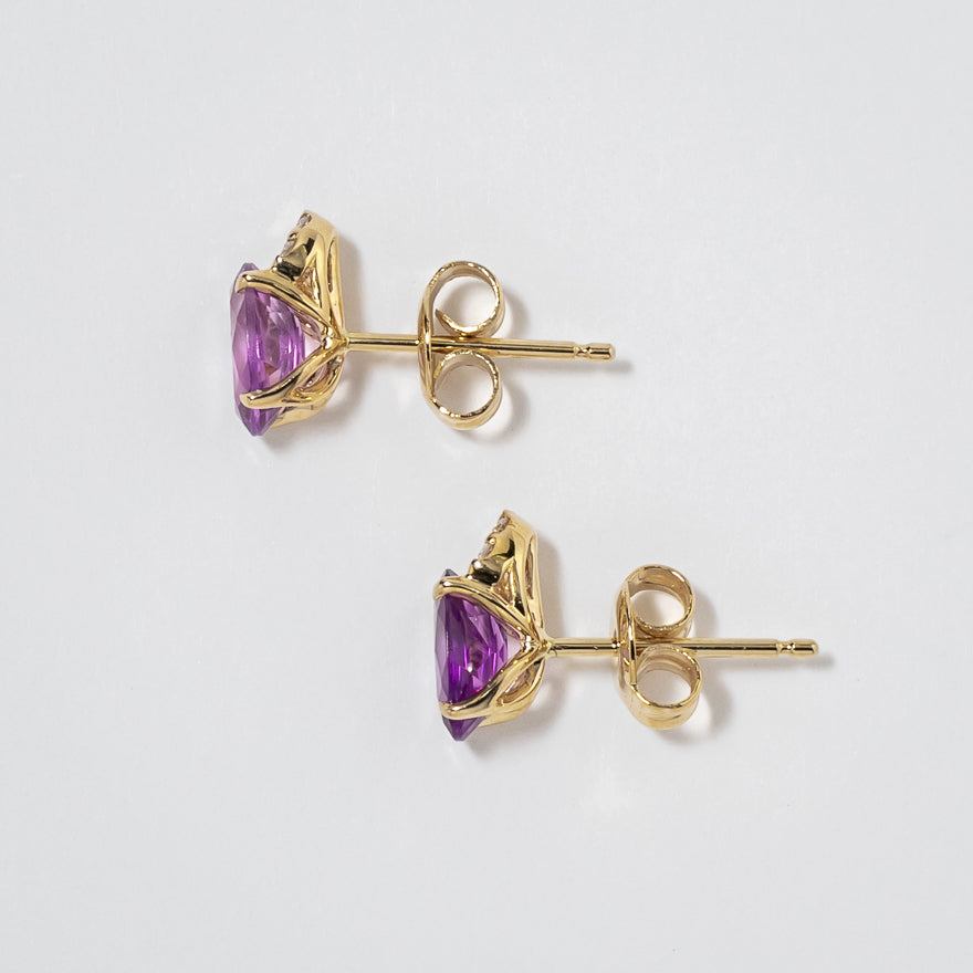 Amethyst Earrings in 10K Yellow Gold