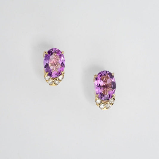 Amethyst Earrings in 10K Yellow Gold