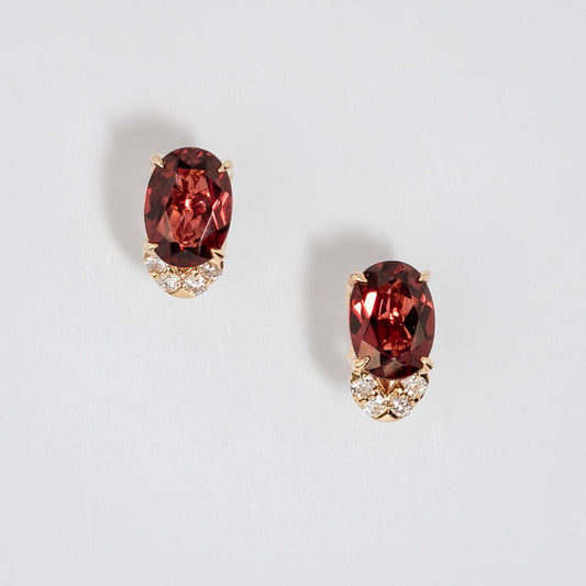 Garnet Earrings in 10K Yellow Gold