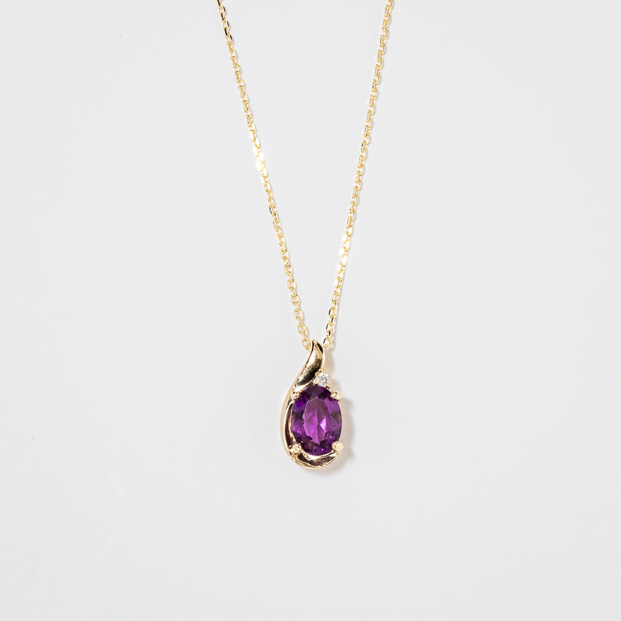 Amethyst Necklace in 10K Yellow Gold