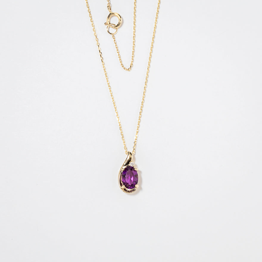 Amethyst Necklace in 10K Yellow Gold