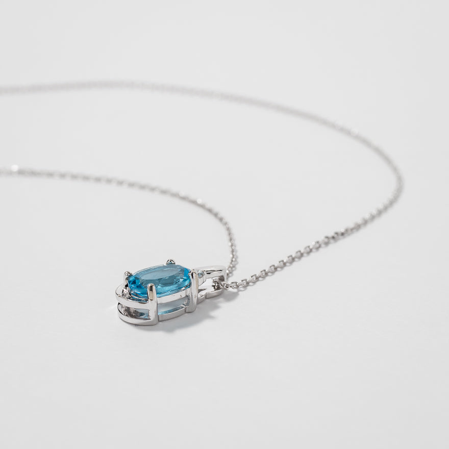 Blue Topaz Necklace in 10K White Gold