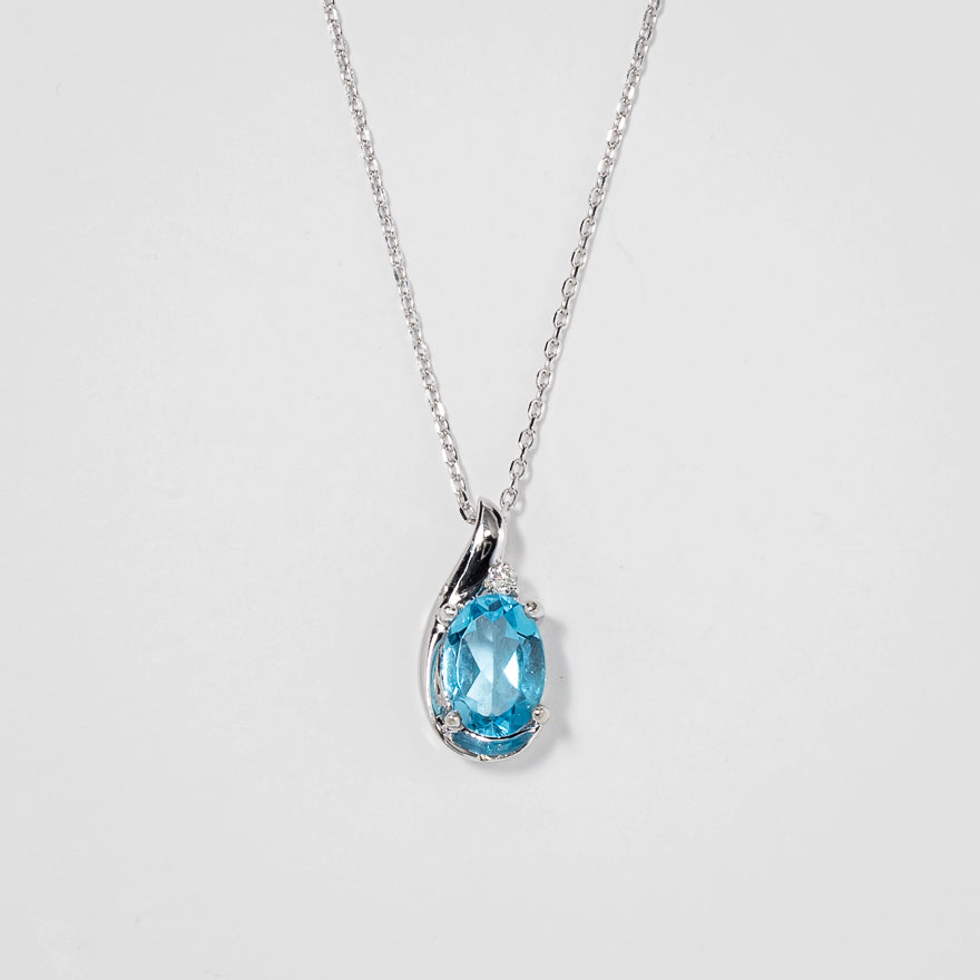 Blue Topaz Necklace in 10K White Gold