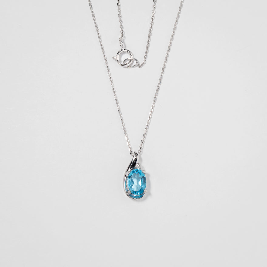 Blue Topaz Necklace in 10K White Gold