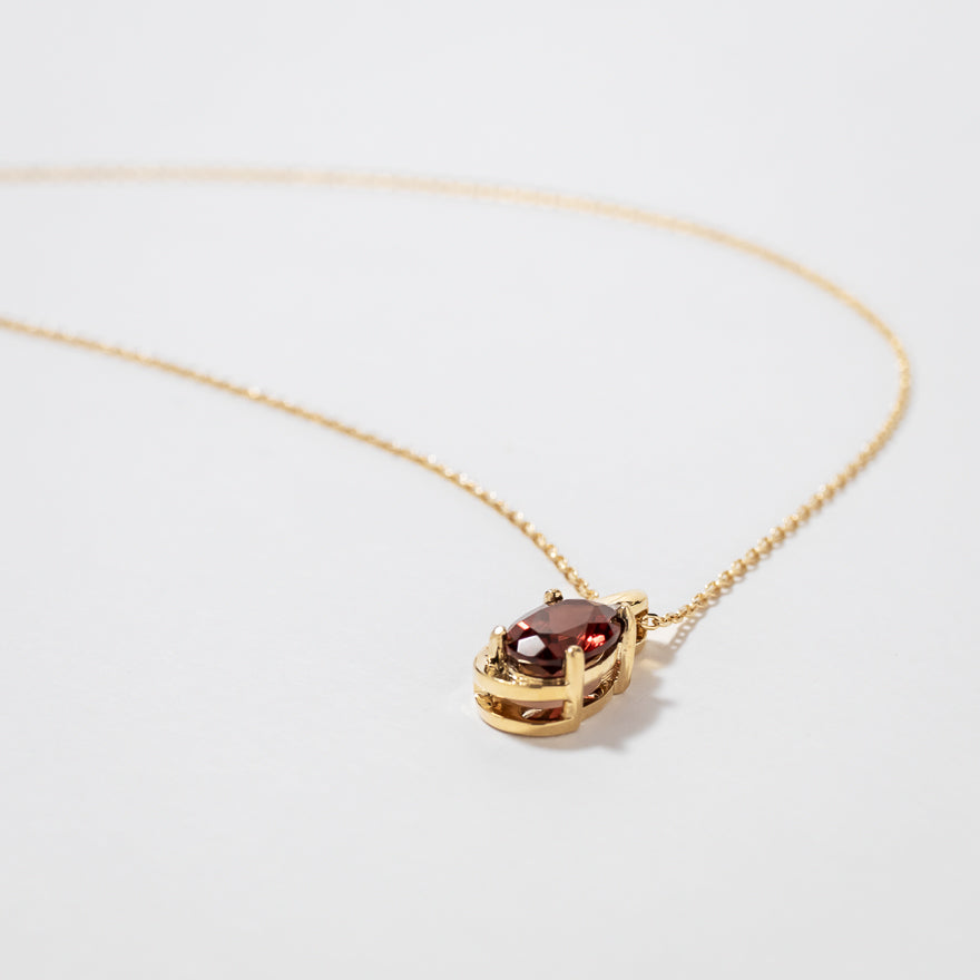 Garnet Necklace in 10K Yellow Gold