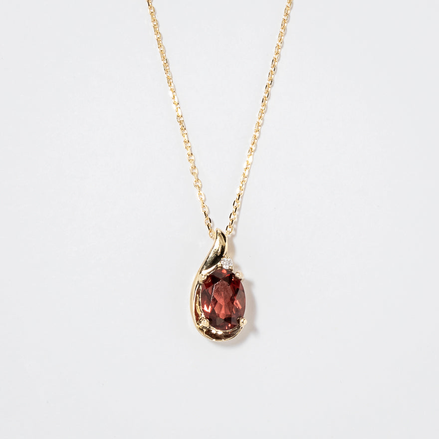 Garnet Necklace in 10K Yellow Gold