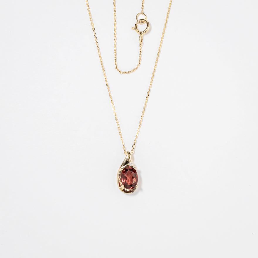 Garnet Necklace in 10K Yellow Gold