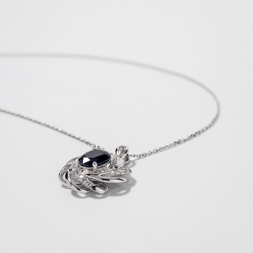 Sapphire Necklace with Diamond Accents in 10K White Gold