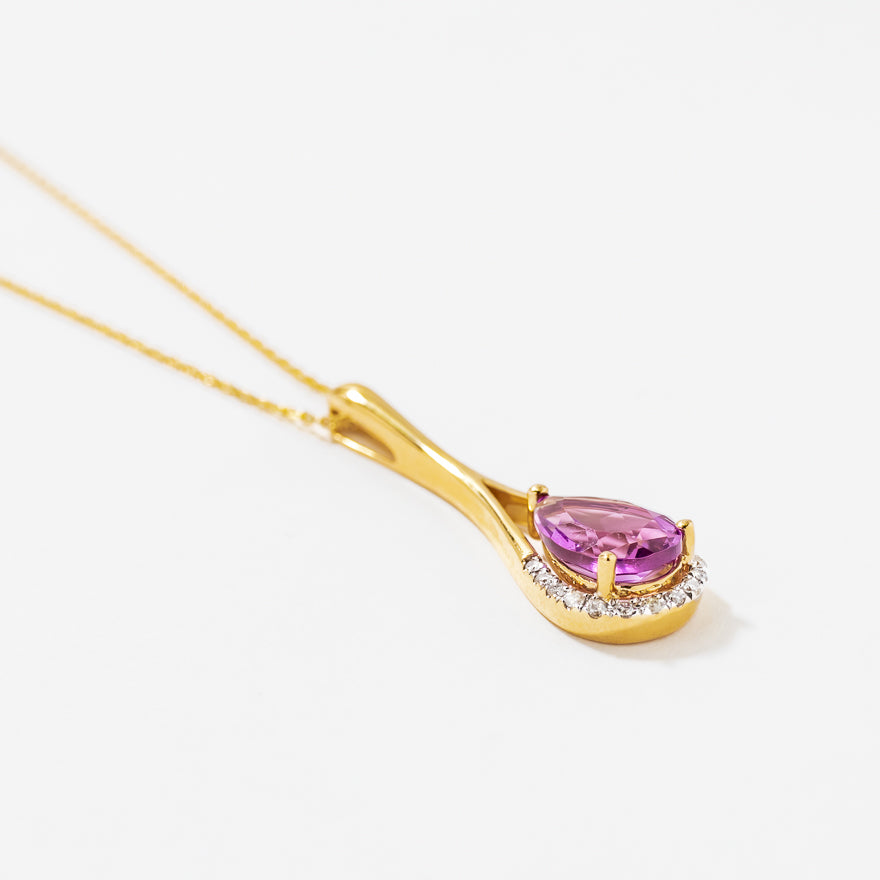 Amethyst Pendant Necklace in 10K Yellow Gold