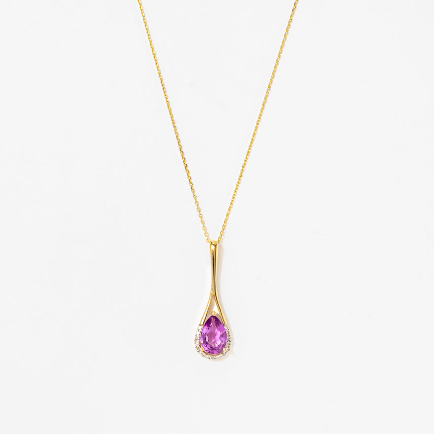 Amethyst Pendant Necklace in 10K Yellow Gold