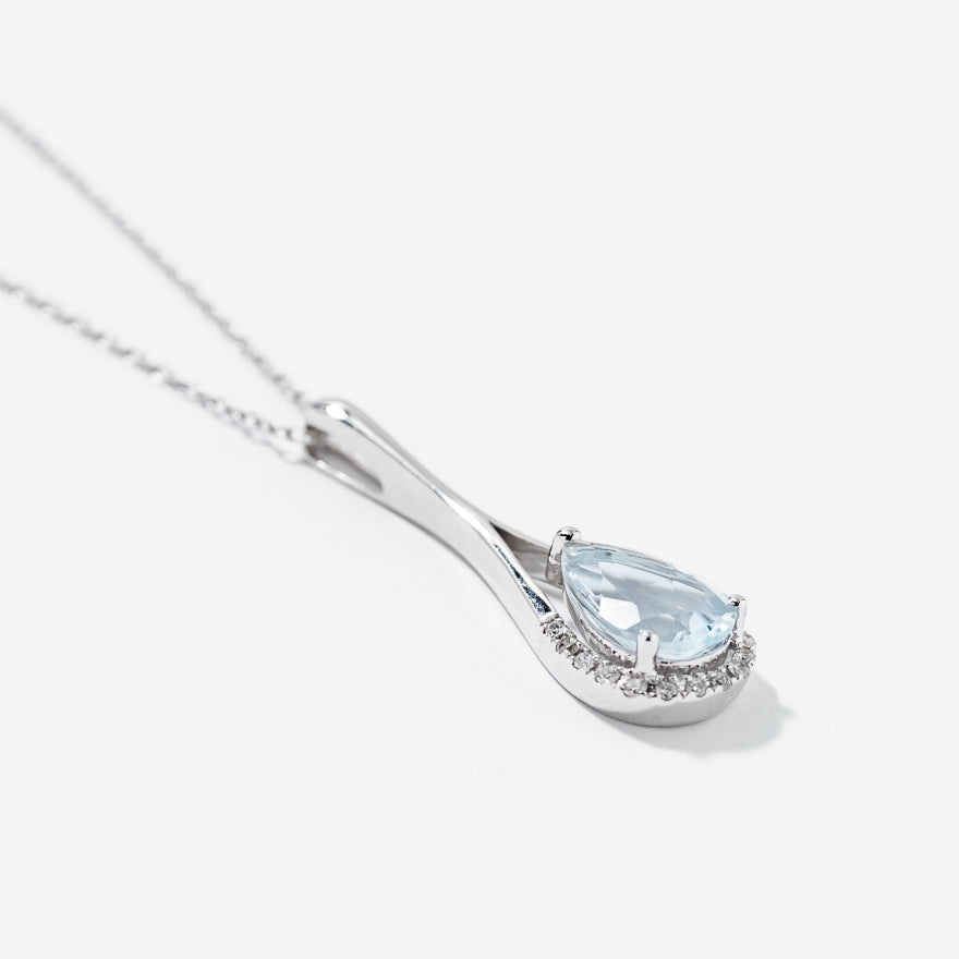 Aquamarine Pendant Necklace in 10K White Gold