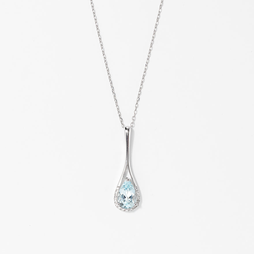 Aquamarine Pendant Necklace in 10K White Gold